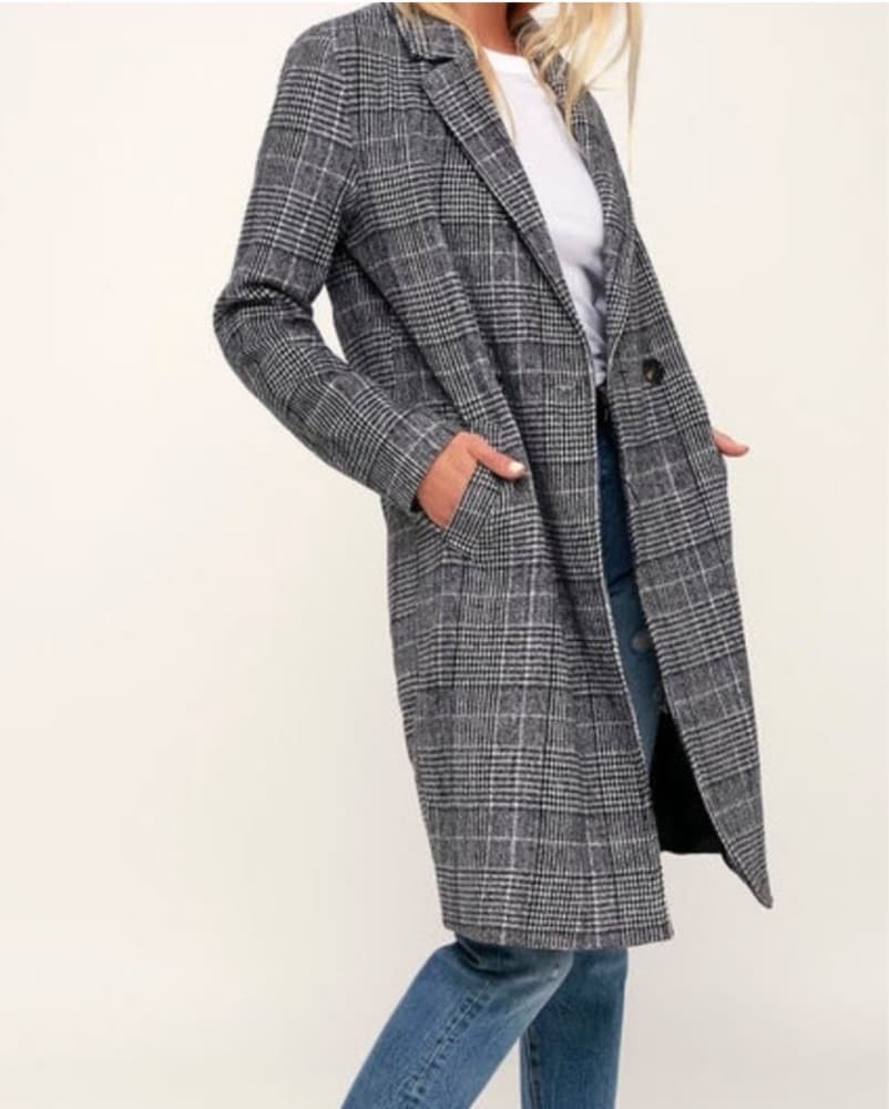 Plaid Midi Coat - Image 1