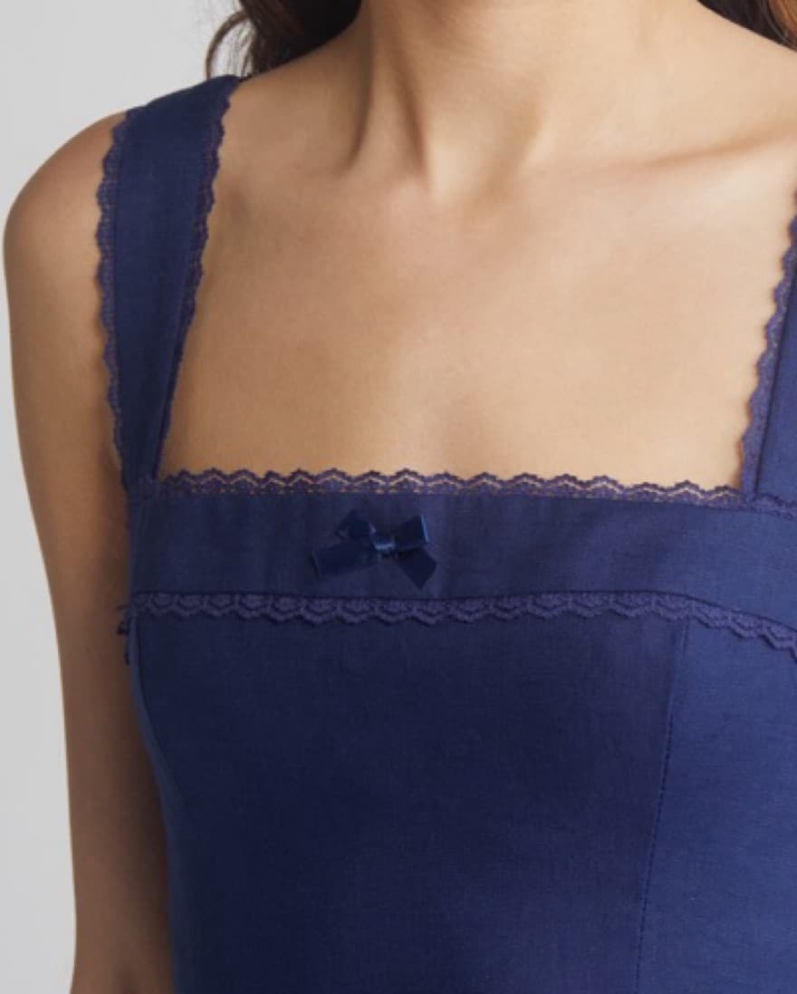 Reformation Navy Midi Dress - Image 4