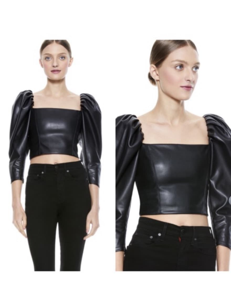 Alice & Olivia Vegan Leather Top - Image 1