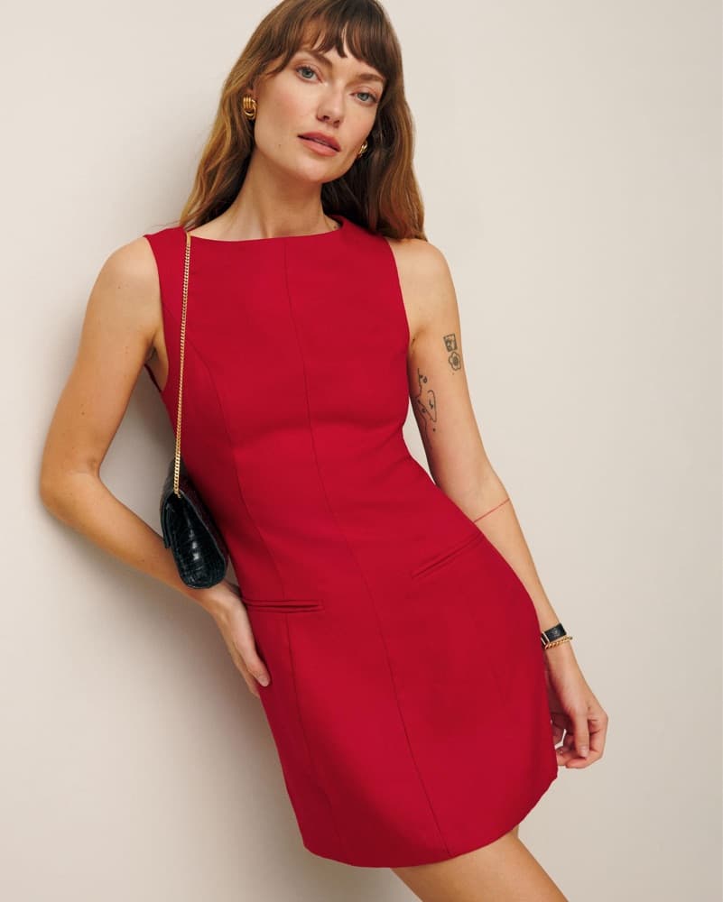 Reformation Red Citron Linen Mini Dress - Image 2