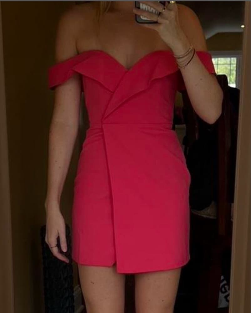 Vibrant Pink Off-the-Shoulder Dress - Image 1