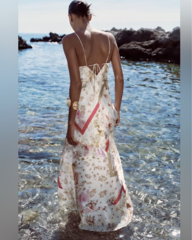 Zara Floral Satin Mixed Pattern Maxi  - Image 3