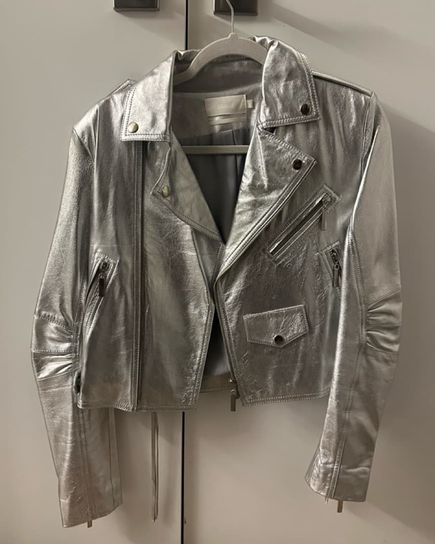 Silver Leather Jacket - Image 2