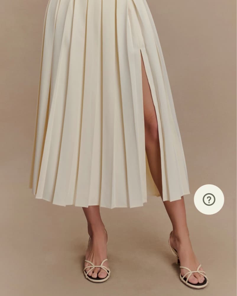 MESHKI Pleated Midi Skirt - Ivory - Image 3