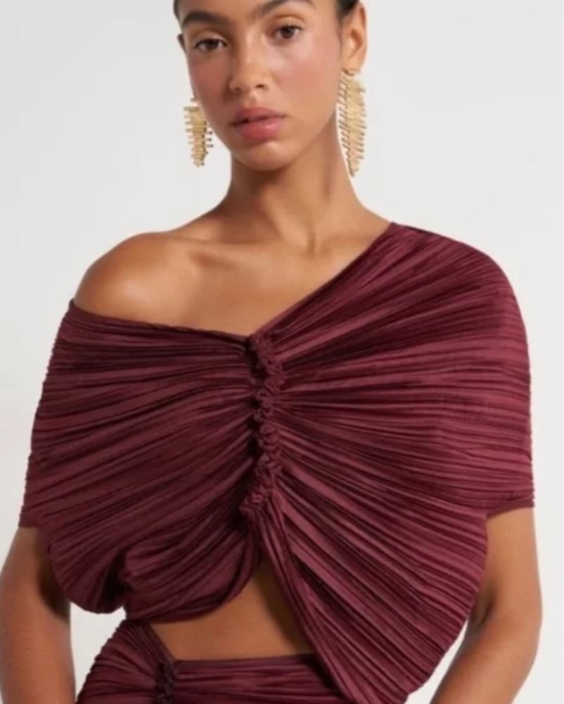 Cult Gaia Pleated Off Shoulder Top - Image 1