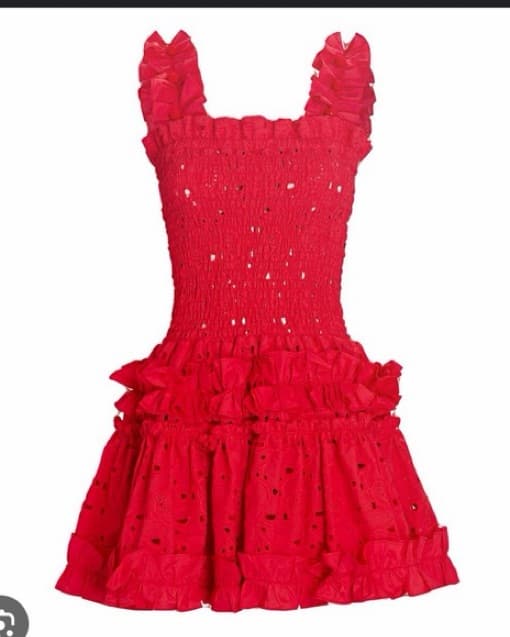 Enchanting Red Lace Ruffle Dress - Image 2