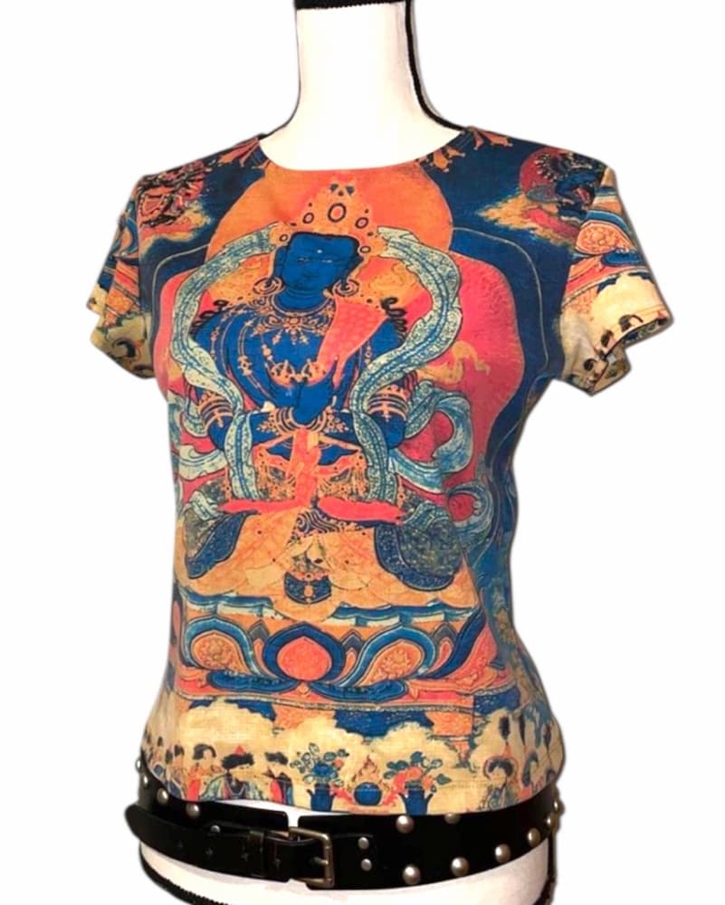Buddha All Over Print Vintage Top - Image 1