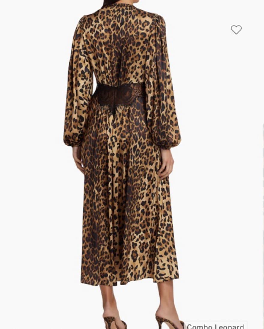 Ronny Kobo Long Cheetah Silk Lace Dress - Image 4
