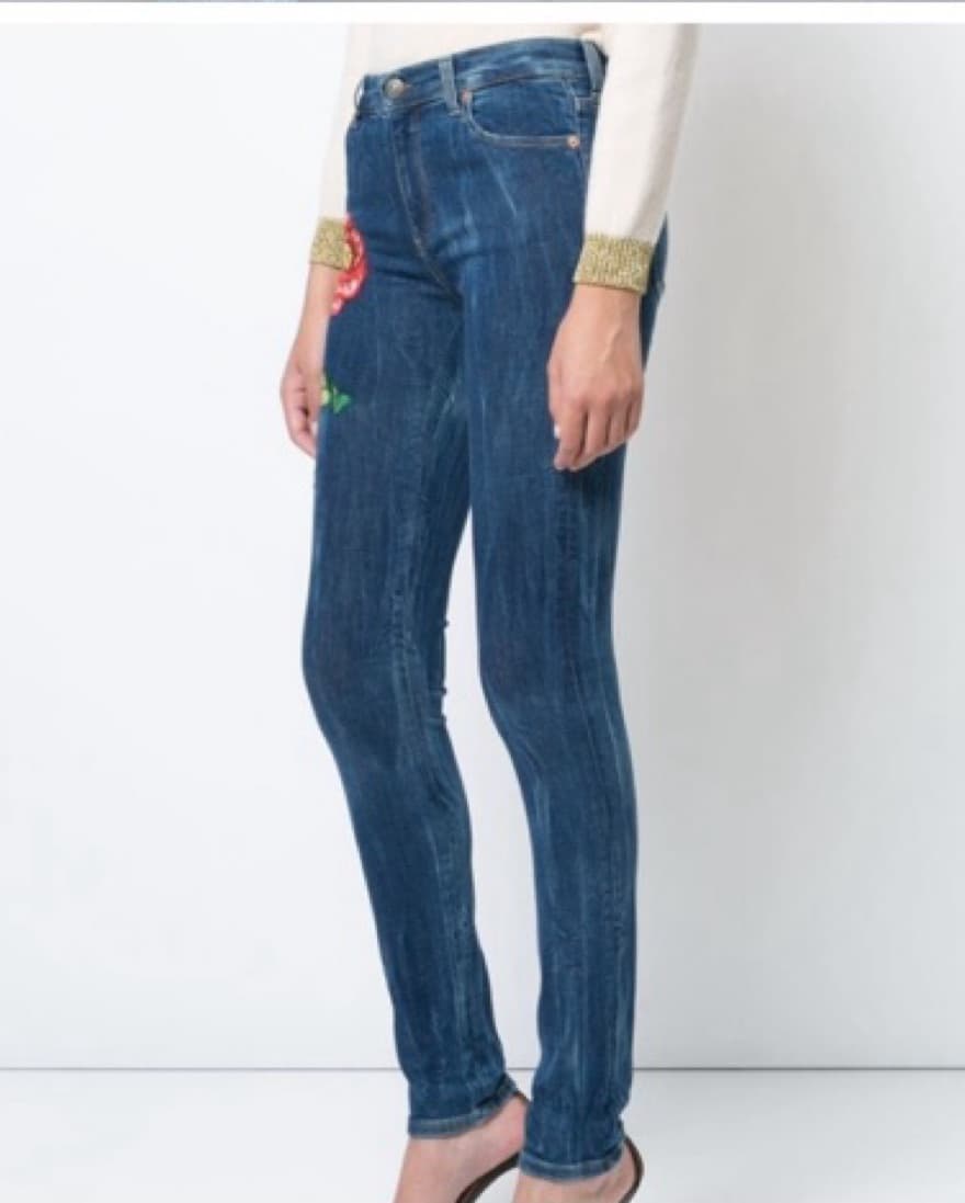 Gucci Flower Embroidered Jeans - Image 2