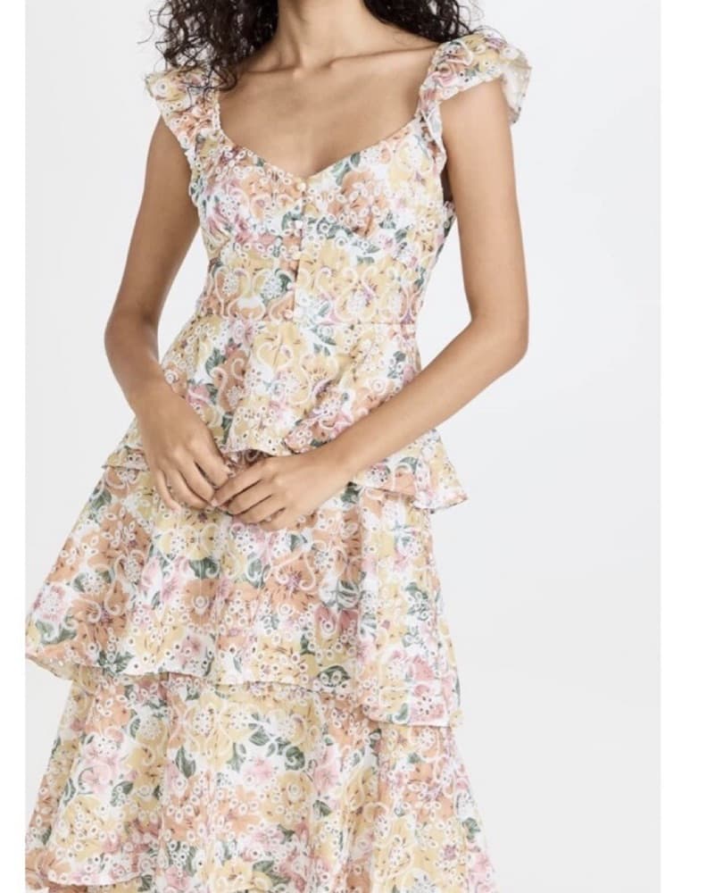 Floral Peplum Tiered Midi Dress - Image 1