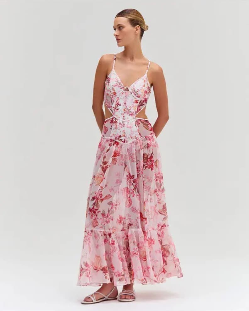 Patbo Floral Haze Bustier Beach Dress XS - Image 1