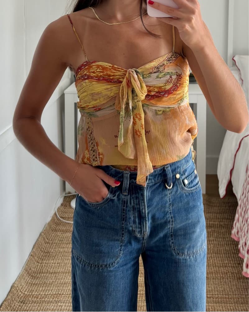Vintage Paisley Ruffle Tank Top - Image 2