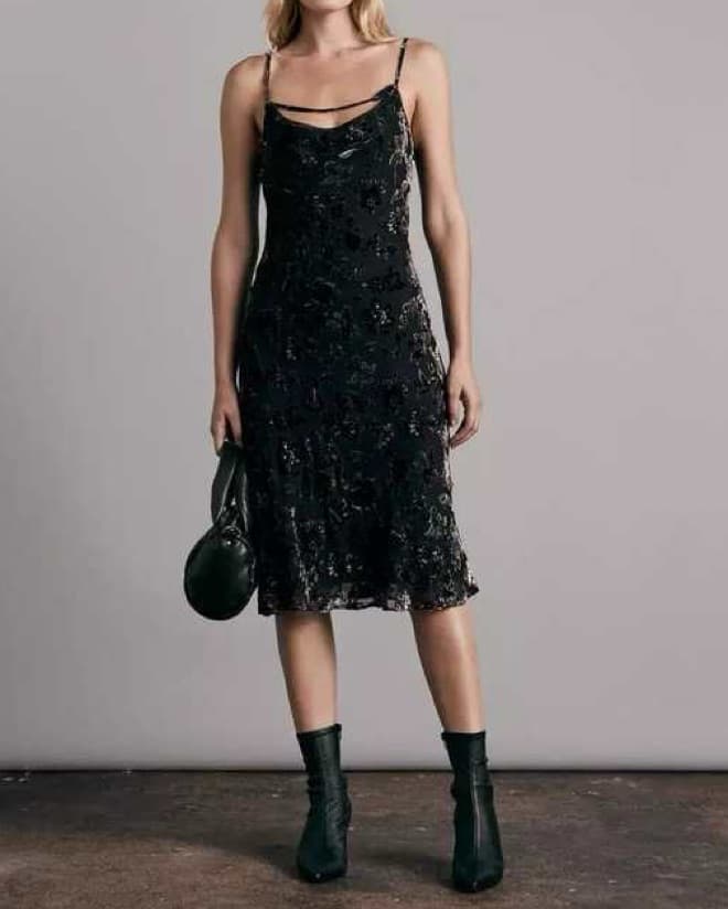 Rag & Bone Black Floral Velvet Dress - Image 1