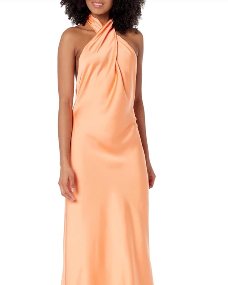 Canteloupe Halter Neck Satin Midi - Image 4