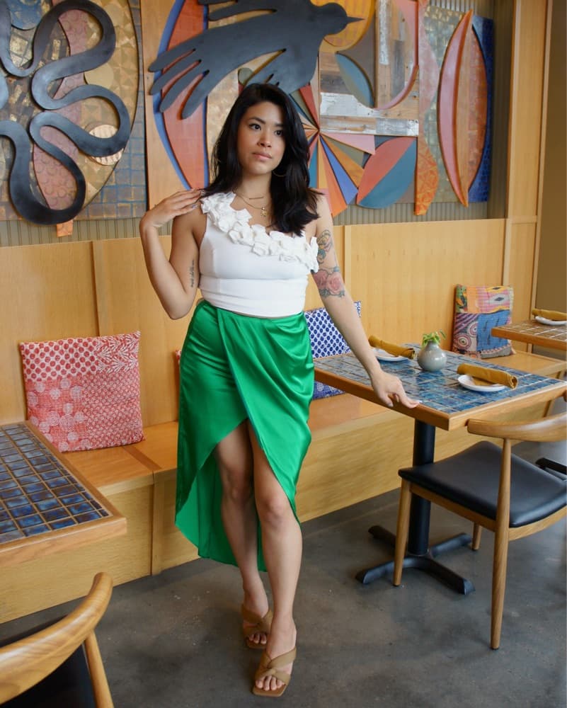 Vibrant Green Satin Maxi Skirt - New - Image 1