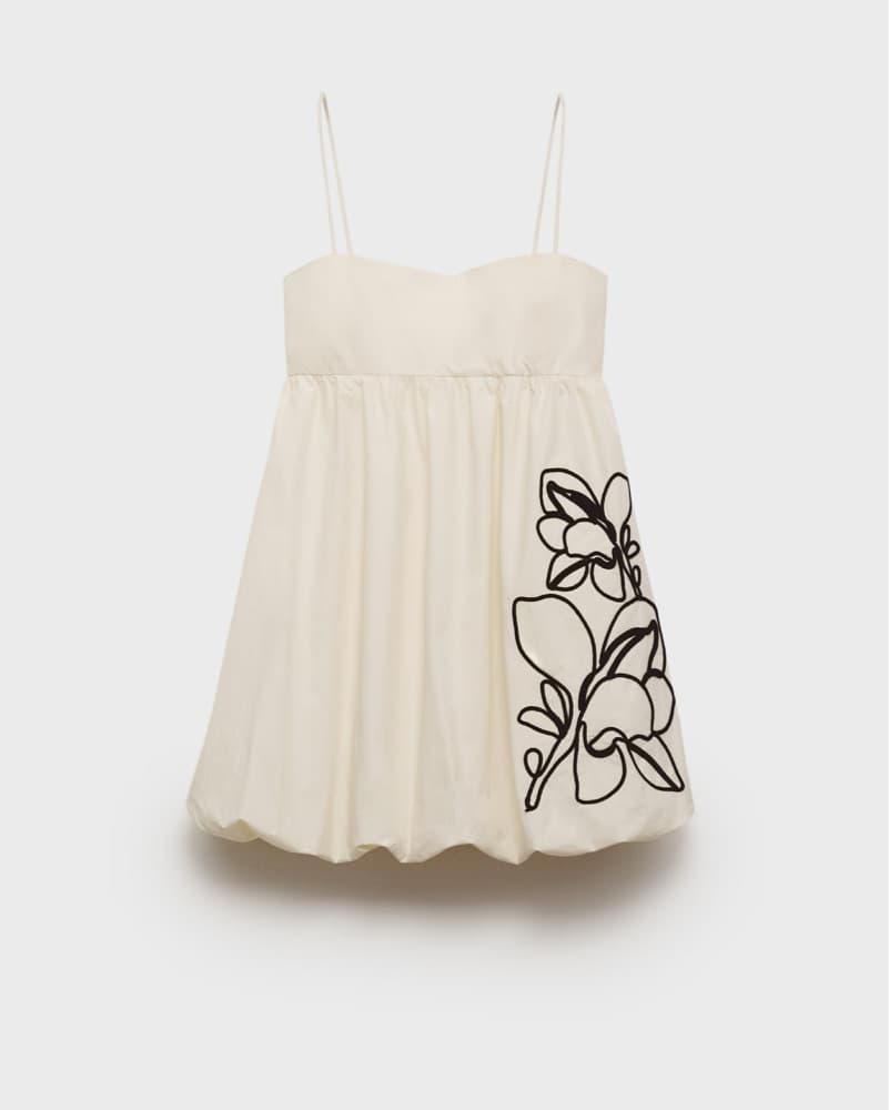 Mango Balloon Dress Embroidered Flower - Image 4