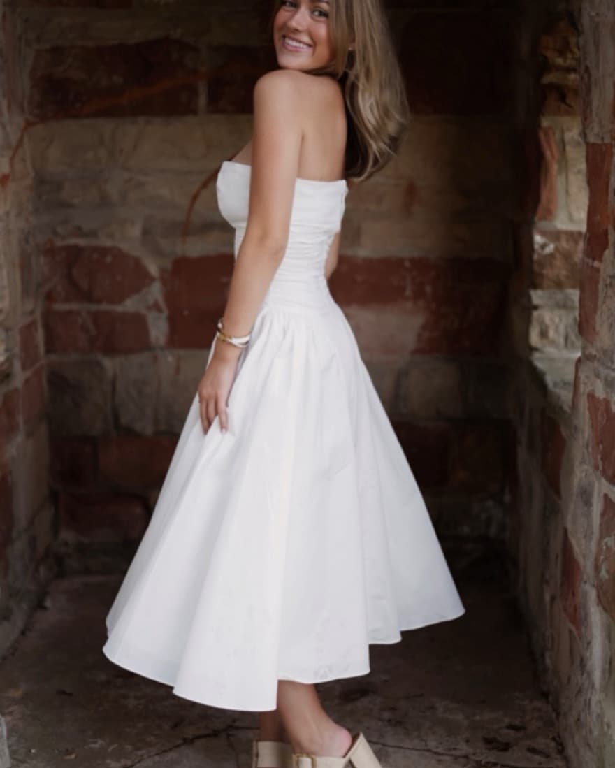 GEORGIANA Snowdrop Cotton Strapless Midi - Image 1