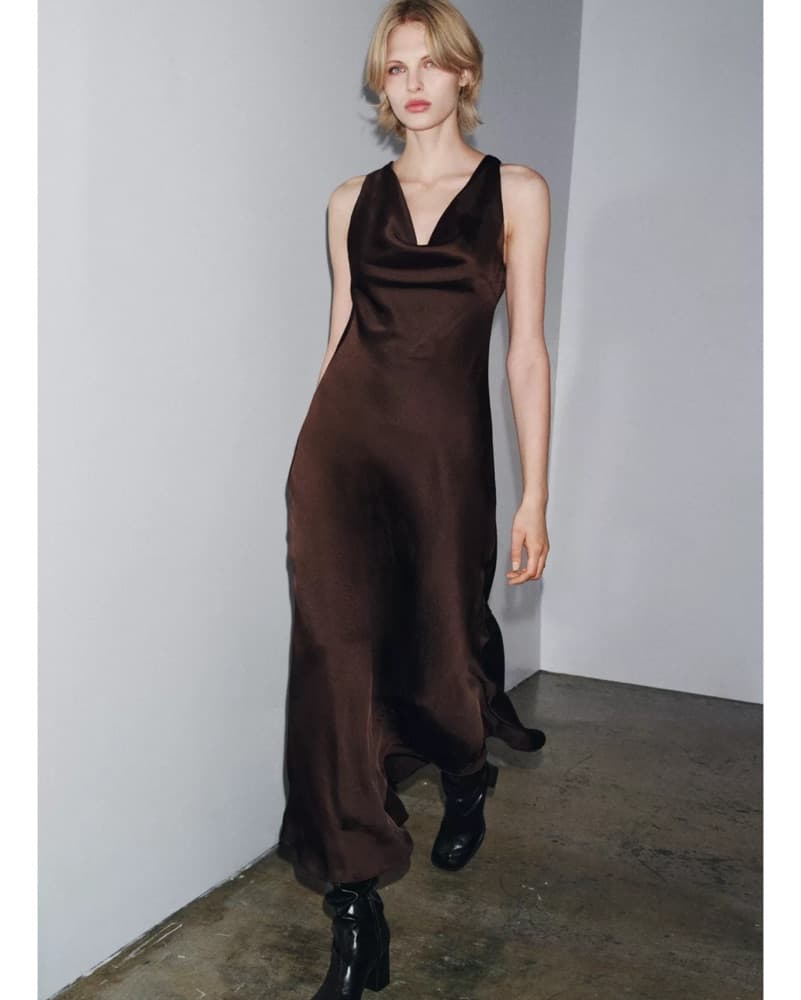 Brown Silk Cowl Neck Maxi Dress - Image 2