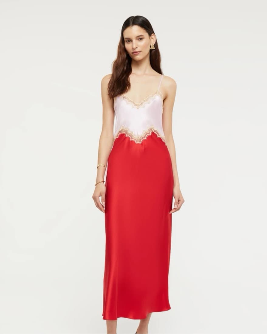 Ginia Silk Dress in pink and red - Image 1