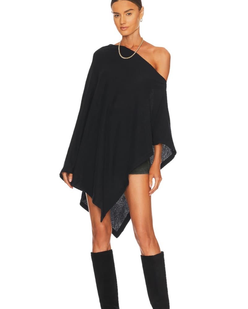 Cashmere Poncho in black  - Image 1