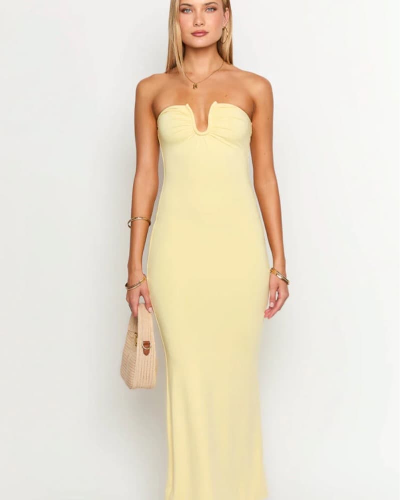  Yellow Strapless Maxi Dress - Image 5