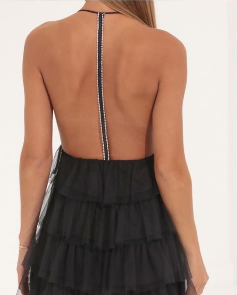 Lucy in the Sky black mini ruffle dress - Image 2