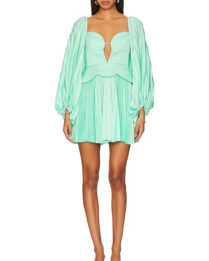 Acler Mint Green Pleated Babydoll Dressc - Image 1