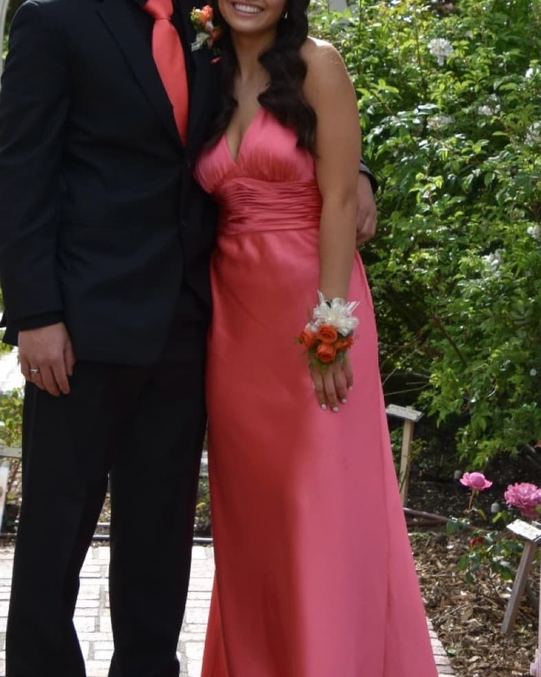 Salmon / Coral Long Gown Prom Dressr - Image 2