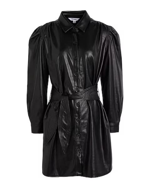 Faux Leather Shirt Dress - Image 2