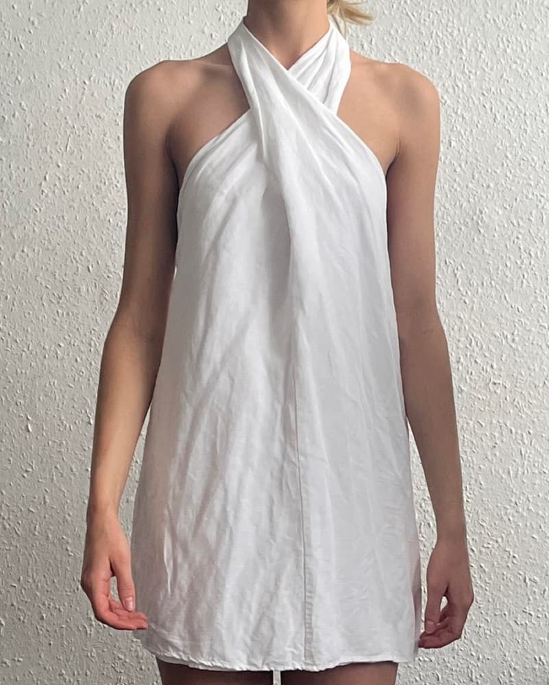 Oysho White Linen Halter Dress - Image 5