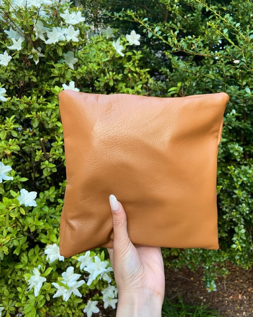 Tan Leather Pyramid Purse - Image 6