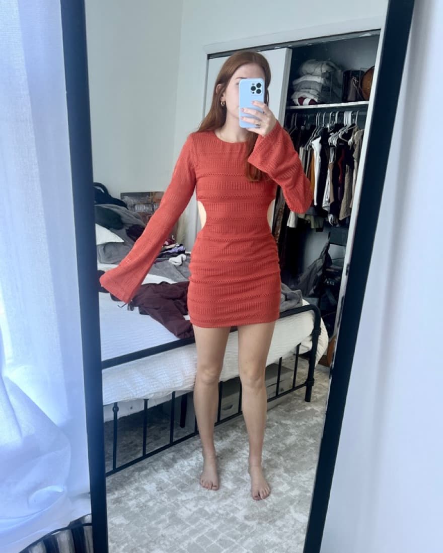 Salmon Revolve Crochet Dress - Image 4