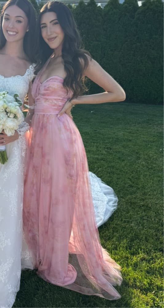 Perfect Pink Floral Bridesmaid Gown - Image 1