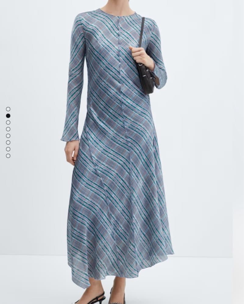 Mango Satin Plaid midi dress - Image 2