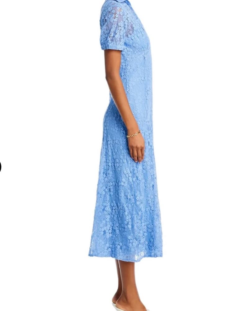 Aqua Lace Midi Shirt Dress - Image 4