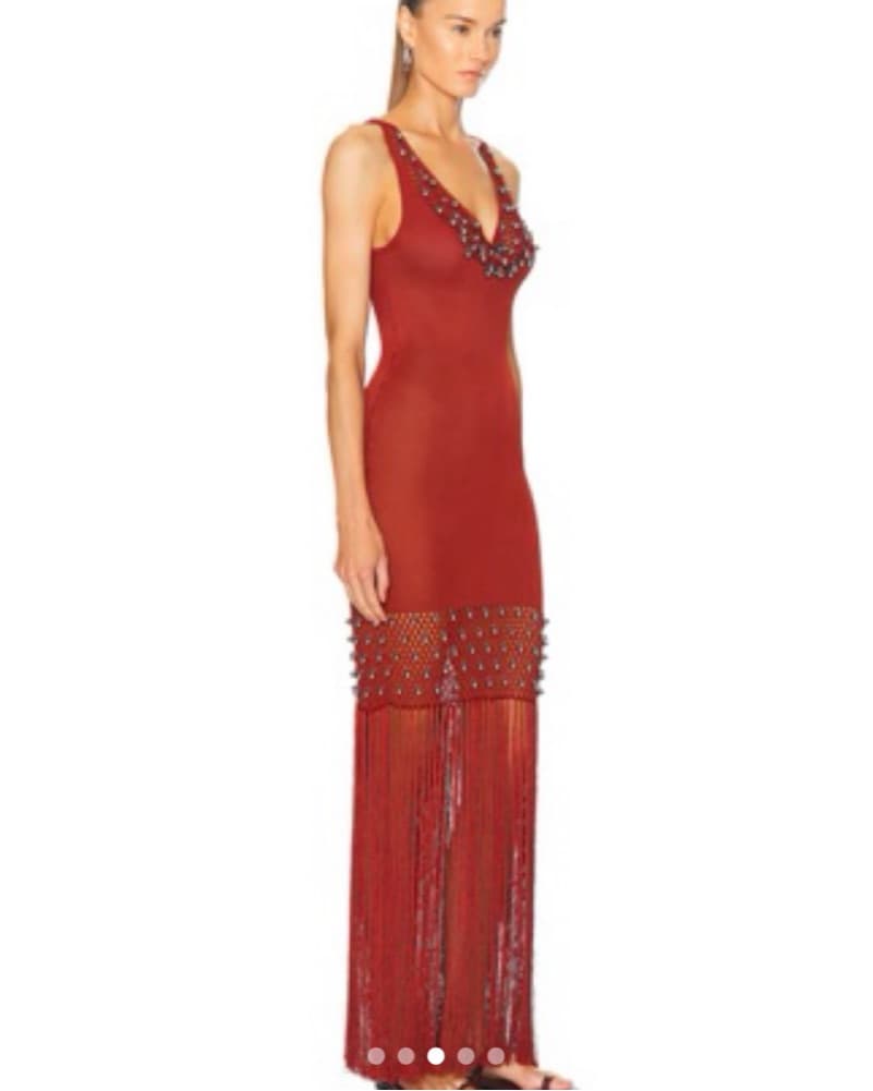 Paco Rabanne Fringe Beaded Knit Dress - Image 3