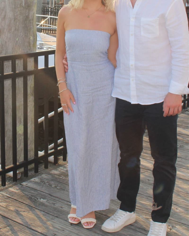 Olivaceous Strapless, Striped Dress - Image 1