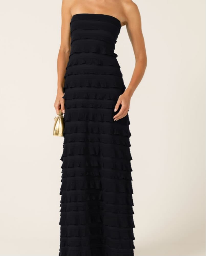 Black Ruffle Maxi Dress - Image 1