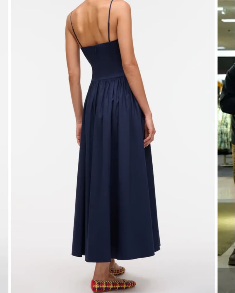 STAUD Dena cotton midi dress in navy  - Image 2