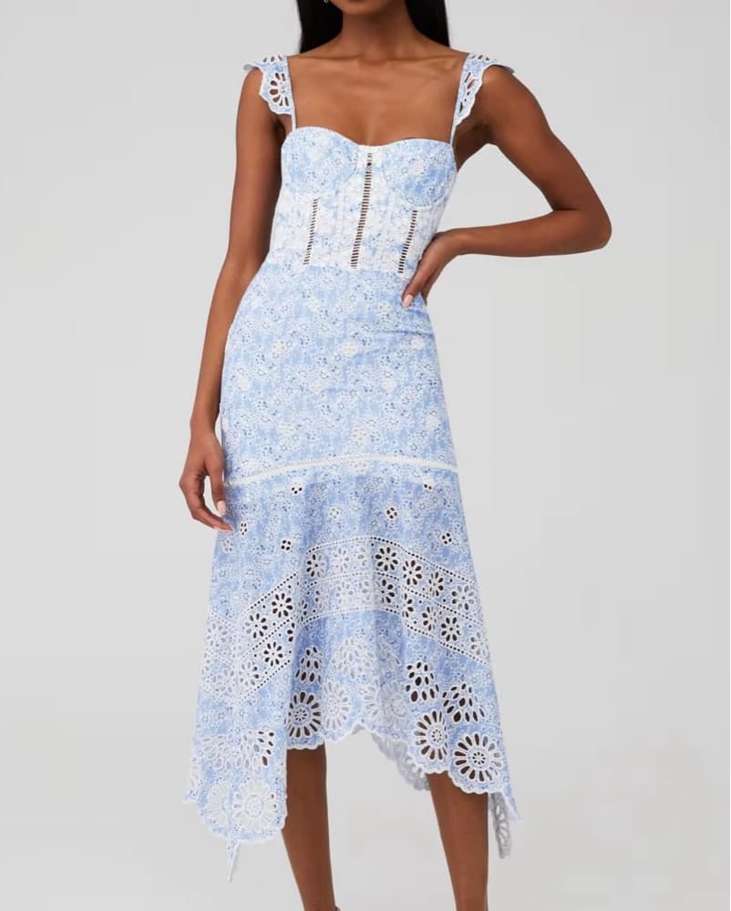 Karina Grimaldi Irma Eyelet Midi Dress - Image 1