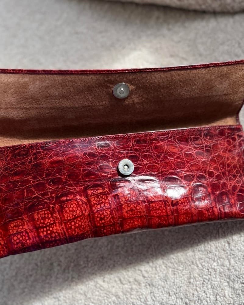 Red Crocodile Leather Clutch - Image 3
