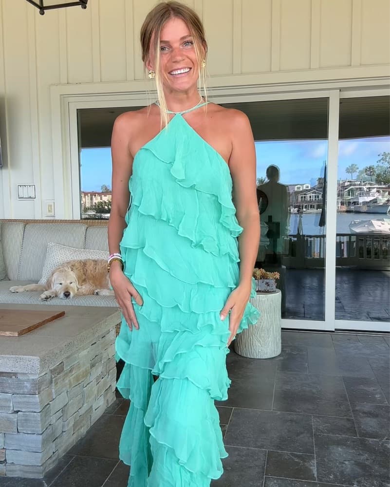 Amanda Uprichard Teal Ruffle Gown - Image 1