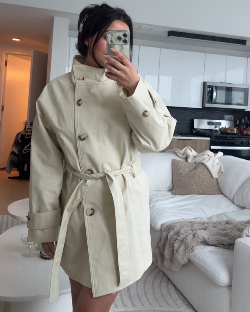 MANGO Funnel Neck Trench Dress - Image 3