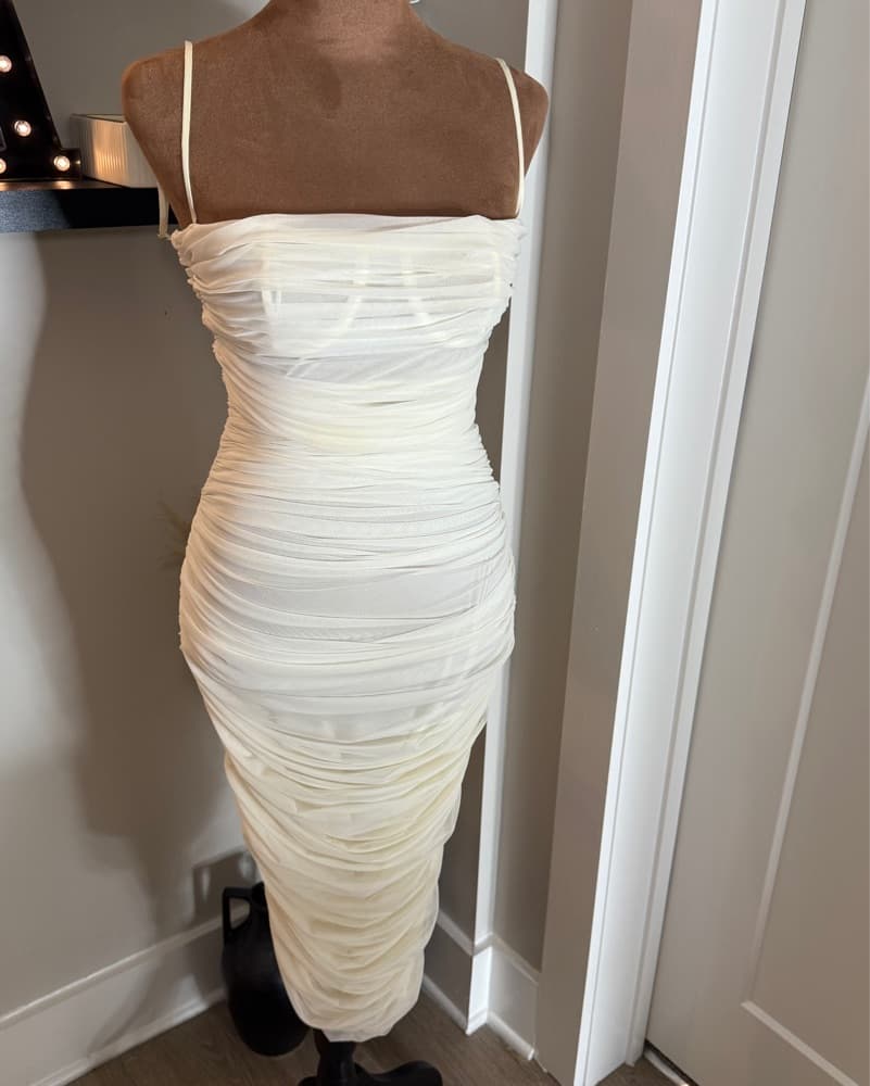 House Of CB White Ruched Midi Dress - Image 2
