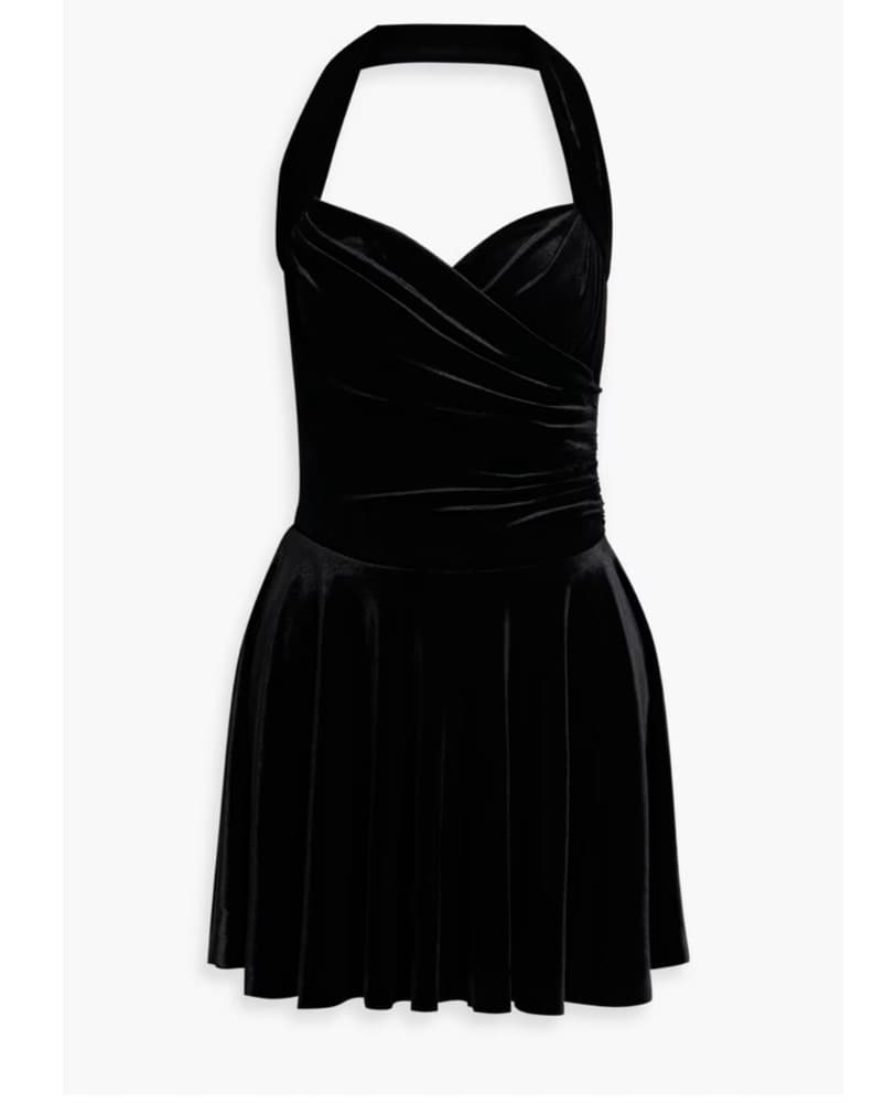 Norma Kamali Velvet Halter Mini Dress - Image 2