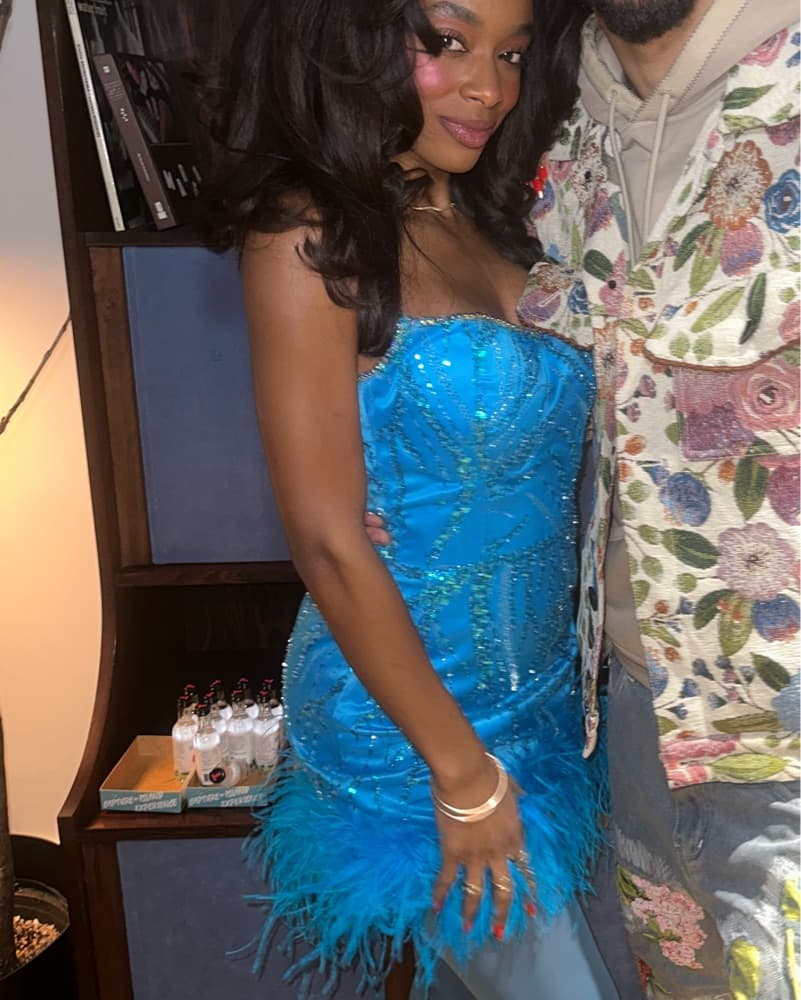 Custom Mini Feather Cocktail Dress - Image 3