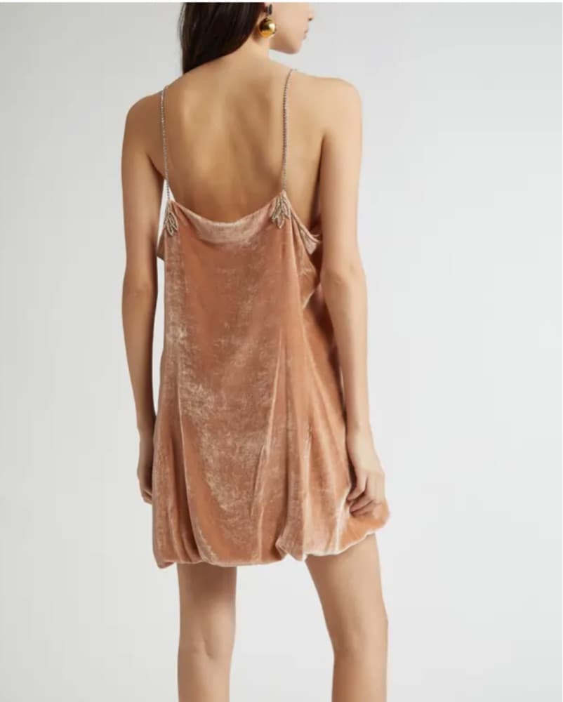 Crystal Embellished Velvet Bubble Hem Mi - Image 3