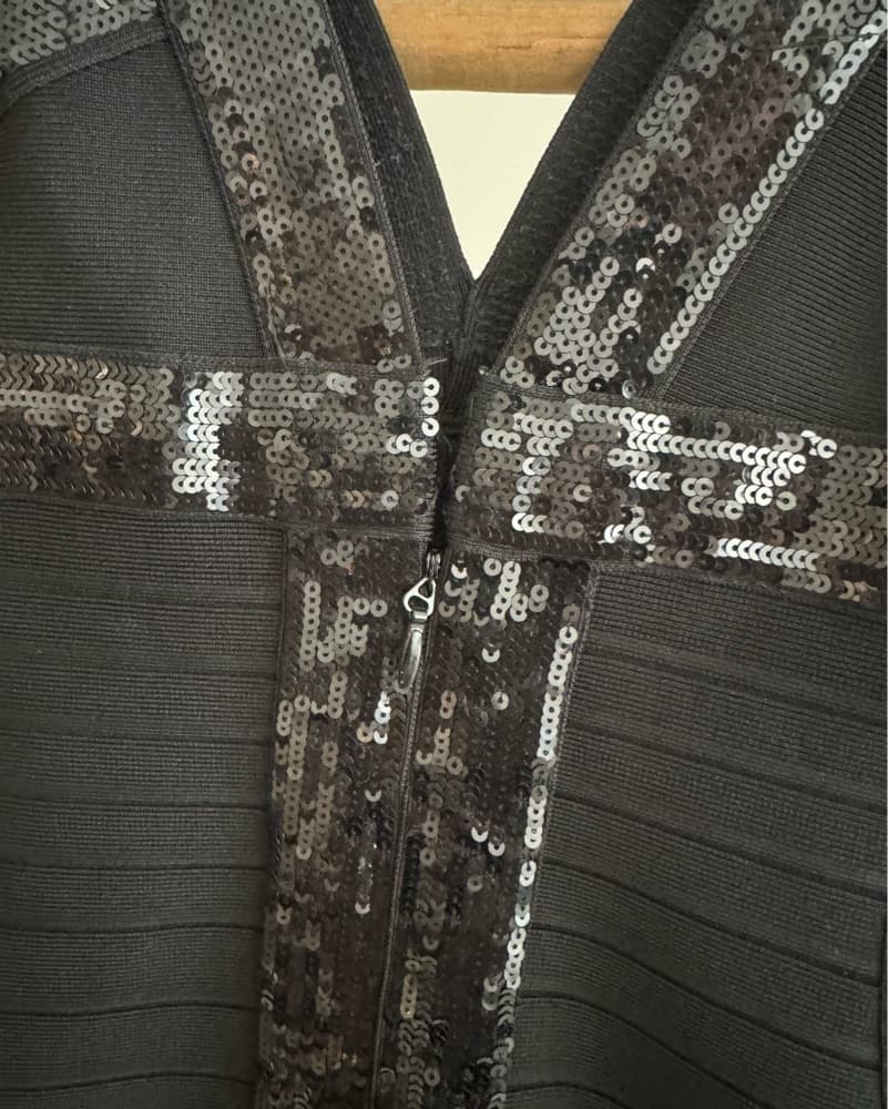 Sequined Black Cocktail Dress - Image 3