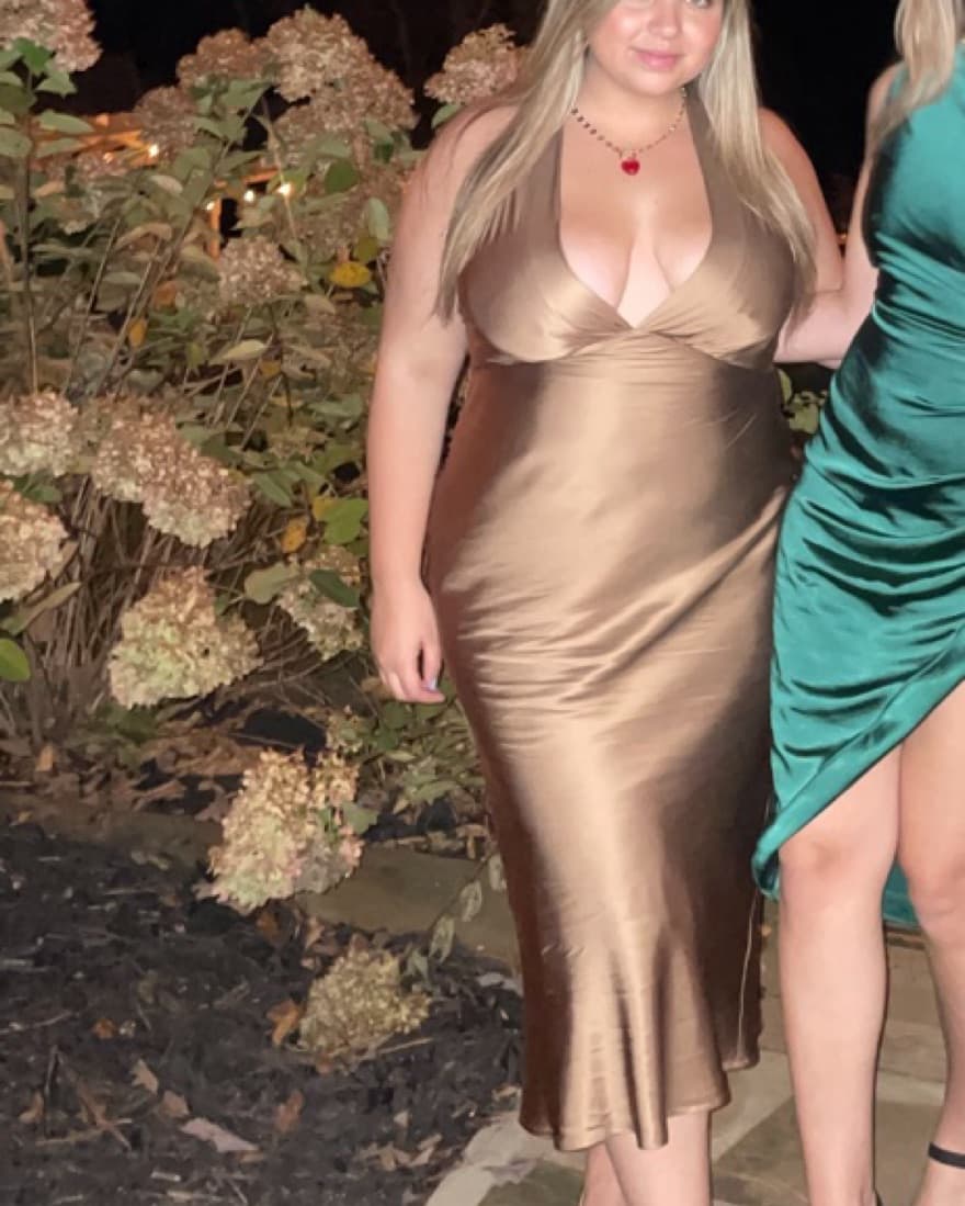 Few Moda Brown Satin Dress - Image 2