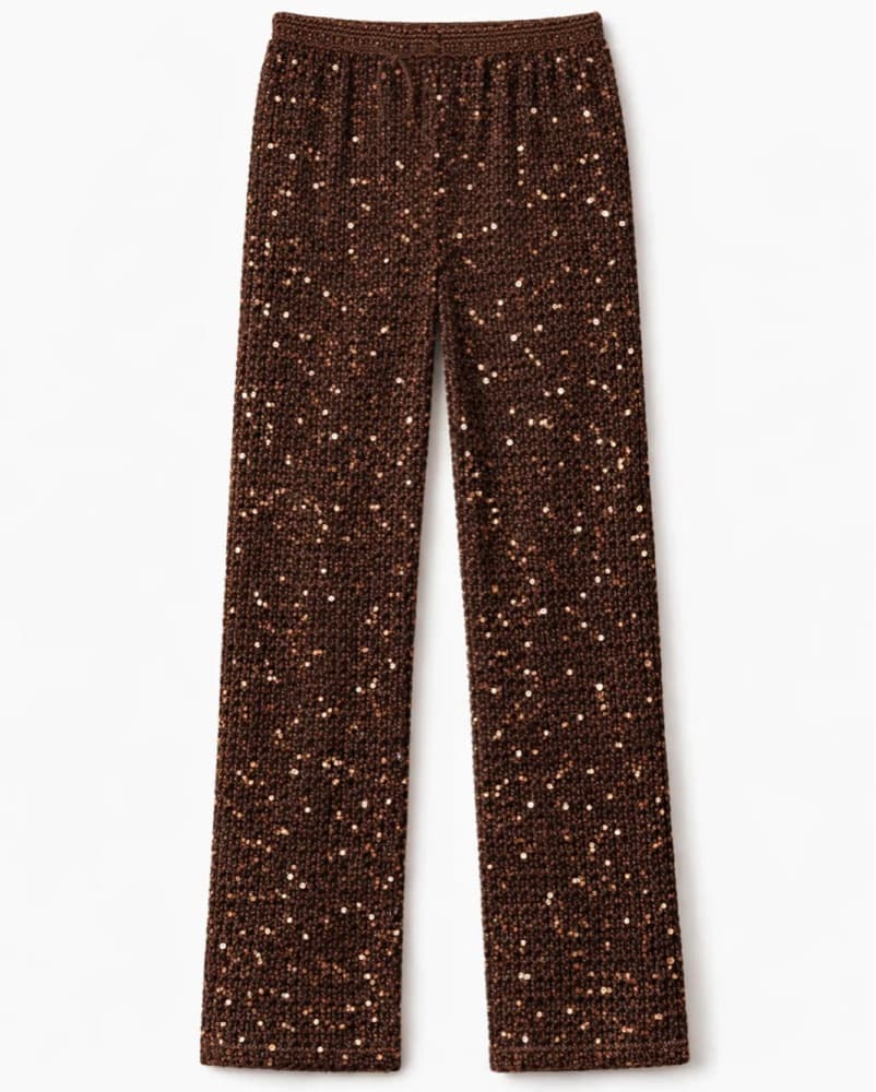 Sparkling Brown Sequin Pants - Image 3